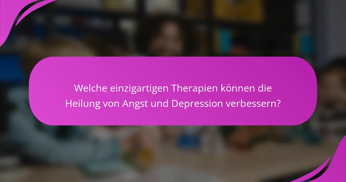 Welche einzigartigen Therapien können die Heilung von Angst und Depression verbessern?